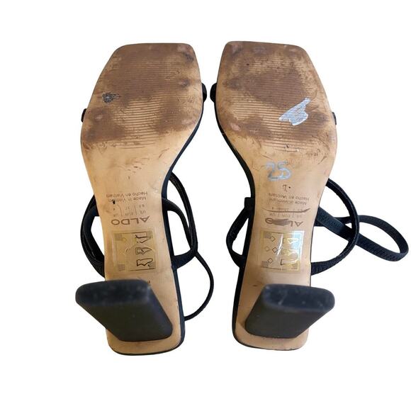 Y2K VTG. ALDO BLACK STRAPPY SQUARE TOE HEELS SANDALS‎ SZ. 6 1/2. - Picture 8 of 8